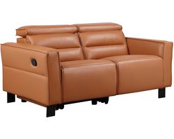 Carpari|2Zits bank met 1 handmatige relaxfauteuil in leerPU cognac