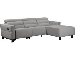 Carpari|Hoekbank 3-zits met handmatige functie in stof lichtgrijs