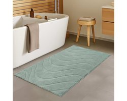 Carpet city Badmat, jade-groen, 50 x 90 cm, badmat, antislip en wasbaar, effen, golfpatroon in 3D-look, zacht en soft-touch gevoel, douchemat, badkamer