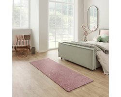 Carpet Studio Maine Loper Tapijt 80x250cm - Vloerkleed Laagpolig - Tapijt Woonkamer en Tapijt Slaapkamer - Kleed Roze