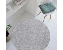 Carpet Studio Maine Vloerkleed Rond Ø 130cm - Laagpolig Tapijt Woonkamer - Tapijt Slaapkamer - Kleed Grijs