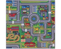 Carpet Studio Playcity Speelkleed - Speelmat 95x100cm - Vloerkleed Kinderkamer - Anti-slip Speeltapijt - Verkeerskleed - Meerkleurig