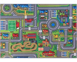 Carpet Studio Playcity Speelkleed - Speelmat 95x133cm - Vloerkleed Kinderkamer - Anti-slip Speeltapijt - Verkeerskleed - Meerkleurig