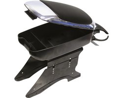 Carpoint Armsteun Zwart/Chroom - Vinyl bekleding - Chroomkleurige rand - Montage op middenconsole - Hoogte instelbaar van 28 tot 33cm - Breedte verstelbaar van 8 tot 14cm