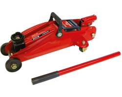 Carpoint Garagekrik – Verrijdbaar – Hydraulisch - Maximaal draagvermogen 2000KG - Hefhoogte van 130-380mm - Automatische veiligheidsklep - Lange pompstang – Zwenkwielen – Met TüV/GS product certificering