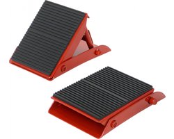 Carpoint Wielkeggen set - 2x - rood/zwart - metaal - 13 x 14 cm - voor aanhangers/caravans - maximaal 900 kilo