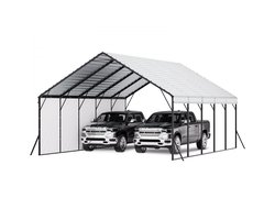 Carport - Garagetent & Opslagtent - 5,8 x 7,45 x 3,77 m - Stevig Frame - Verwijderbare Zijwanden - Autostalling - Geschikt Voor Auto, Pick-up, Boot, Vrachtwagen, Tractor