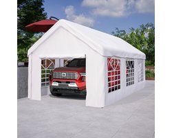 Carporttent garage 3x6 m - Grote garagetent winterbestendig met roldeur voor auto's, SUV's & vrachtwagens - Afneembare zijwanden en dak
