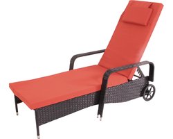 Carrara poly rotan ligstoel, tuinstoel, aluminium ~ antraciet, terracotta kussens