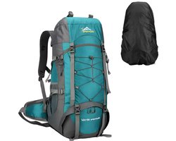 CarryQuest® - Outdoor Bergbeklimming Rugzak 65L - Afneembare Schouderriem + Schoenentas - Wandeltassen - Teryleen - Multifunctionele Tas - Blauw