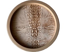 Cartello Home - Exclusieve Lederen Dienblad - Diameter 35cm - Echt Leer - Rond -Croco