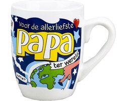 Cartoon cadeau koffie mok/beker - voor de allerliefste papa ter wereld - 300 ml - Vaderdag / verjaardag