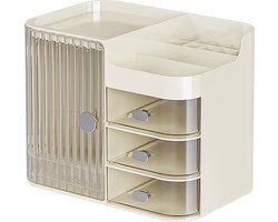 Caryota Make-up Organizer Storage - Make-up Opbergbox - Kunststof - Wit/ Beige - 22.5 x 35 x 27.5 cm