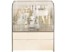 Caryota Make-up Organizer Storage - Opberg Box - Transparant / Beige - Kunststof - 32 x 20 x 38 cm
