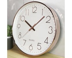 Casa Chic elegance wandklok - Klok - Rose goud - 30 cm - Quartz - Stille klok