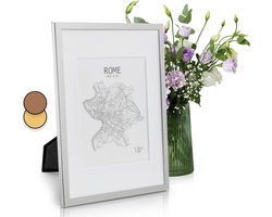 Casa Chic Fotolijst met passe-partout, 31x23cm fotolijst voor oorkonde & collage, Glazen fotolijst, Staand/wandmontage, Verticaal/horizontaal gebruik, Metalen fotolijst