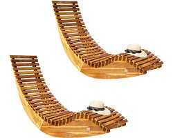 Casa Ergonomische Tuinstoelen - Schommelend Ligbed - Voor Buiten - Acaciahout - 2 STUKS - 150x60x93cm - FSC-gecertificeerd