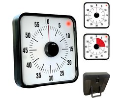 Casa Goods® - Aftelklok - Leerklok - countdown klok - Leerklok timer - Time management - 19 x 19 cm - zwart - met magneetstrip - zonder tikgeluid - 2 alarmfuncties