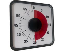 Casa Goods ® - Aftelklok - Visuele timer - Leerklok - countdown klok - Time management - 19 x 19 cm - zwart - werkt zonder batterijen