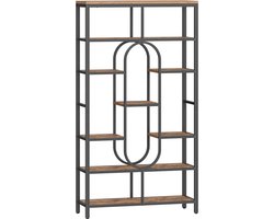 Casa Living Industriële Boekenkast - Boekenrek - 7 Laags - Stijlvol Opbergrek - Stalen Frame - 30x100x180CM - Bruin/Zwart