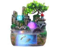 Casa Living Kamerfontein - Met Mist en LED - Rustgevend - Inclusief Kunstplanten - Decoratiefontein - Compact - 30x20x30CM