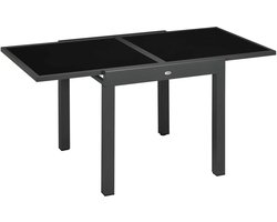 Casa Living Uitschuifbare Tuintafel - Aluminium Tuintafel - Gehard Glazen Blad - Inklapbaar Design - Binnen & Buiten - Zwart