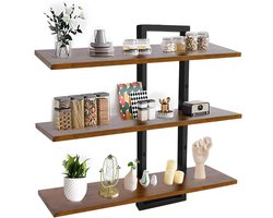 Casa Living Zwevende Planken - Decoratie - Industrieel - Verstelbaar 3-Laags Wandrek - Hout & Metaal - Voor Keuken & Badkamer of Woonkamer