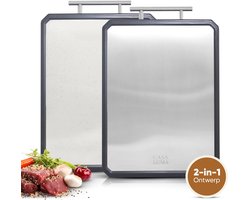 CASA LUMA Snijplank-RVS Titanium – Dubbelzijdig – Vaatwasser bestendig – Hygiënisch – Antislip – BPA-vrij- Antibacterieel – Duurzaam – Professionele Keukenplank voor Vlees, Vis, Groente & Brood