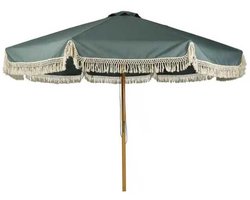 Casa - Parasol - Tuinparasol - Weerbestendige Parasol - Grote Parasol - Ø 3m - 2.60 meter Hoog - Extra Stevig - Waterdicht - Houten Steel - Rondvormige Zonwering - Zonneluifel - Zonnezeil - voor Optimale Schaduw - Zonnescherm - Zonwering - Olijfgroen