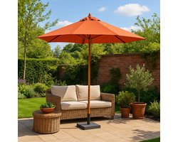 Casa - Parasol - Tuinparasol - Weerbestendige Parasol - Grote Parasol - Ø 3m - 2.60 meter Hoog - Extra Stevig - Waterdicht - Houten Steel - Rondvormige Zonwering - Zonneluifel - Zonnezeil - voor Optimale Schaduw - Zonnescherm - Zonwering - Oranje