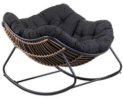 Casa Schommelstoel Rocko – Zwarte Lounge Schommelstoel voor Tuin, Bijkeuken of Mancave – 83x114x96 cm – Comfortabele Relaxstoel voor Binnen en Buiten