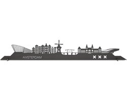 Casa Sentir Skyline - Wandecoratie - Skyline Amsterdam 80 cm - Zwart MDF