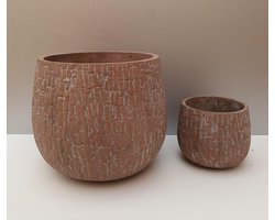 Casa Vivante Bart ronde pot Terra , Set van2 , H21 x D24cm