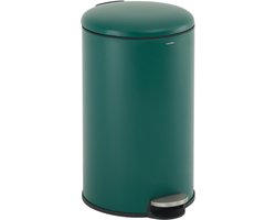 CASABEL 30L Keukenafvalbak - 100% roestvrij staal, vingerafdrukbestendig, ronde afvalbak met pedaal en deksel, groen
