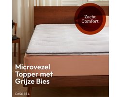 CASABEL 90 x 200 cm Omwikkelbare Matras Topper van Ademend Microvezel met Grijze Bies