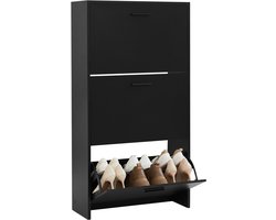CASABEL Moderne schoenenkast met 3 neerklapbare deuren - 18 paar schoenen - Schoenopbergkast van composiethout - Afmetingen: B60 x D24 x H113 cm