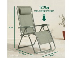 CASABEL Zero Gravity Stoel Inklapbaar, Comfortabele Relaxstoel met Kussen, Tuinligstoel van Roestvrij Staal en Textilene, taupe
