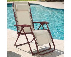 CASABEL Zero Gravity Stoel Inklapbaar, Comfortabele Relaxstoel, Tuinligstoel van Roestvrij Staal en Textilene, Terracotta