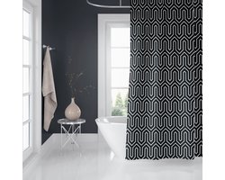 Casabueno Douchegordijn 120x200 cm -1076- Zwart - Badkamer Gordijn - Shower Curtain - Waterdicht - Sneldrogend - Anti Schimmel -Wasbaar