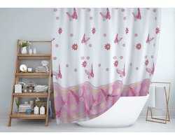 Casabueno - Douchegordijn met Ringen - 120x200 cm - Sneldrogend - Anti Schimmel - Wasbaar - Duurzaam- Badkamer Gordijn - Shower Curtain - Waterdicht - Roze