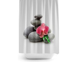Casabueno Spa - Douchegordijn Zen Stenen - 180x200 cm - Digitale Print - Polyester - Waterdicht - Anti Schimmel - Wasbaar