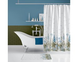 Casabueno - Wit Douchegordijn 180x200 cm - Polyester - Badkamer Gordijn - Shower Curtain - Waterdicht - Anti Schimmel -Wasbaar en Duurzaam