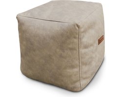 Casacomfy Modibox - Poef / Hocker - Vierkant - Lederlook - 40x40x40 cm - Latte