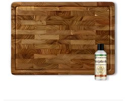 CasaCucina Snijplank Acacia - Hout - Sapgeul - Handvaten - 38x 26cm - Borrelplank - Met onderhoudsolie - Anti Slip - Professioneel - Serveerplank