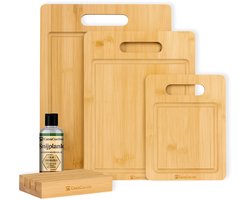 CasaCucina Snijplank Bamboe - Met Houder – 33x24cm - Serveerplank - Met Onderhoudsolie – Hout