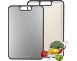 CasaCucina Snijplank Titanium - Raspfunctie - Sapgeul - Dubbelzijdig - Hygiënisch - Antibacterieel - Duurzaam - PFAS vrij