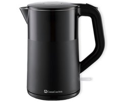 CasaCucina Waterkoker Dubbelwandig - 2200W - Elektrisch - 1.7L - Retro - Met LED - RVS - Cool-touch - Zwart