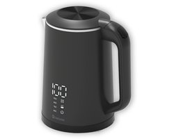 CasaCucina Waterkoker Met Temperatuurregeling - Elektrisch - 2200W - Warmhoudfunctie - LED Display - Dubbelwandig Cool Touch - 1,7 Liter - Zwart - RVS