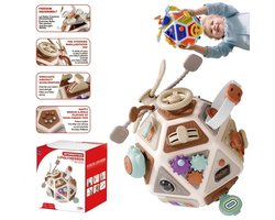 Casalora 22-in-1 Baby Busy Board – Multifunctioneel Sensorisch Speelgoed voor Peuters vanaf 12 Maanden – Educatieve Activiteitenkubus voor Hand-Oogcoördinatie – Bruin