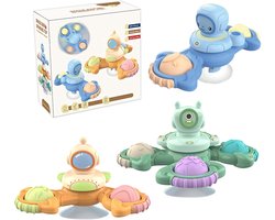 Casalora Baby speelgoed met zuignap – Ruimte zuignap draaiend speelgoed – Bad Speelgoed voor Baby en Peuter – Sensorisch activiteitenspeelgoed – 6–18 maanden
